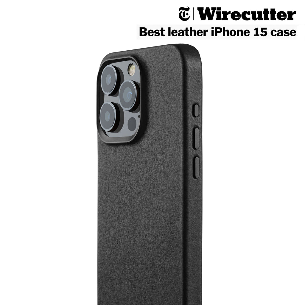 Leather-covered iPhone 13 Pro case with signature-stripe logo