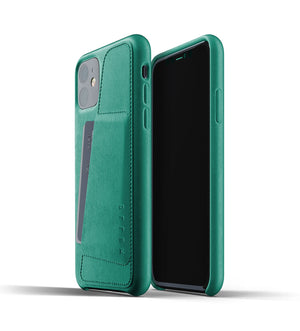 Mujjo Full Leather Wallet Case for iPhone 11, Alpine Green