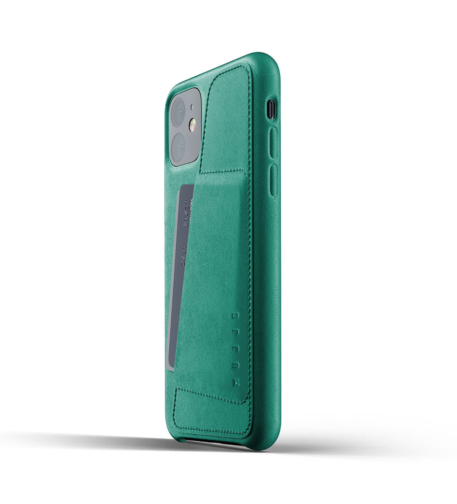Mujjo Full Leather Wallet Case for iPhone 11, Alpine Green
